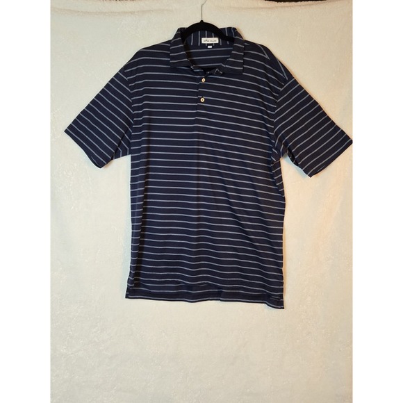 Peter Millar Other - Peter Millar Polo Men's XL Dark Blue and White Stripes 100% Cotton Short Sleeves